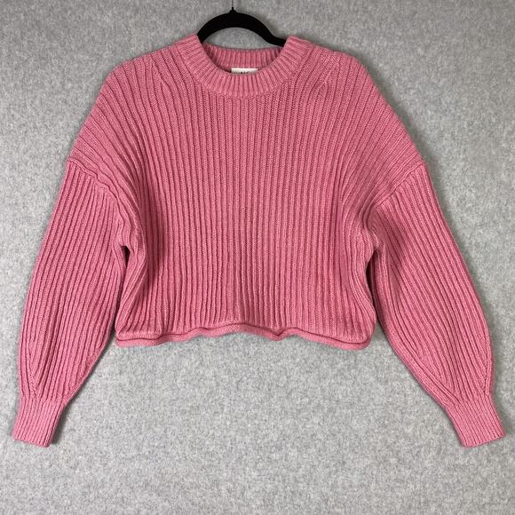 A.L.C. Sweaters - A.L.C. Pink Lianne Cropped Ribbed Knit Sweater Cotton Cashmere Blend Size Small